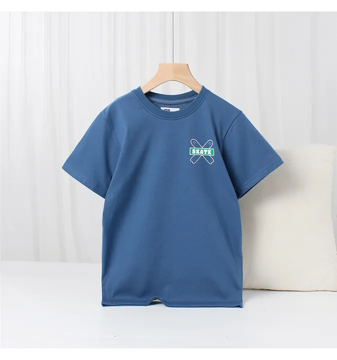 Áo thun cotton bé trai AKL 25-45kg, áo phông ngắn tay cho bé trai hàng Quảng Châu cao cấp