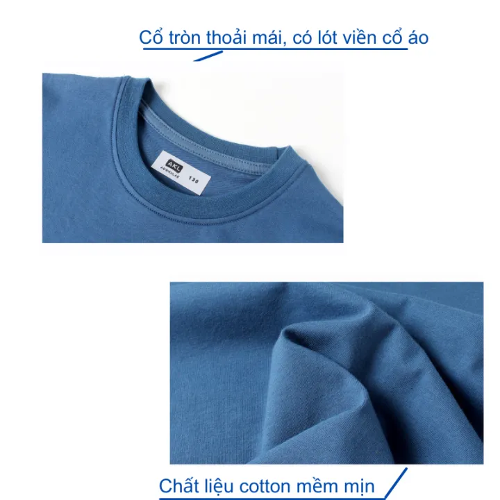 Áo thun cotton bé trai AKL 25-45kg, áo phông ngắn tay cho bé trai hàng Quảng Châu cao cấp