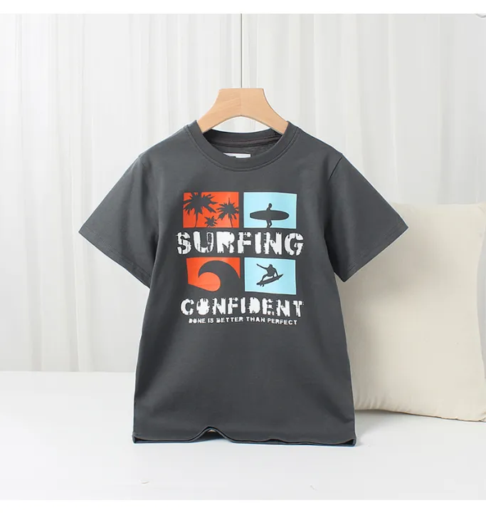 Áo thun cotton bé trai AKL 25-45kg, áo phông ngắn tay cho bé trai hàng Quảng Châu cao cấp