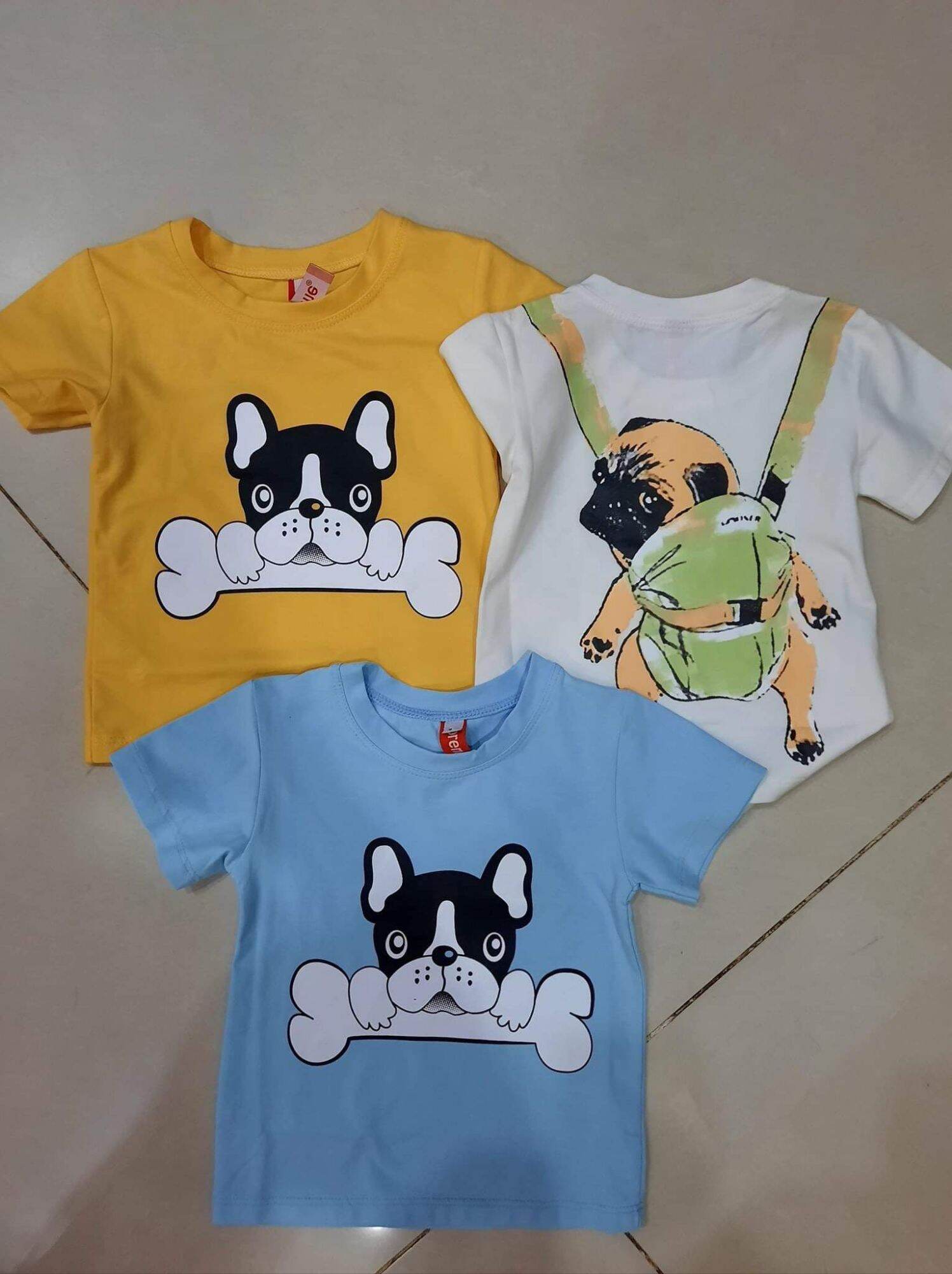 Áo thun cotton be trai hình cún. Áp thun bé trai