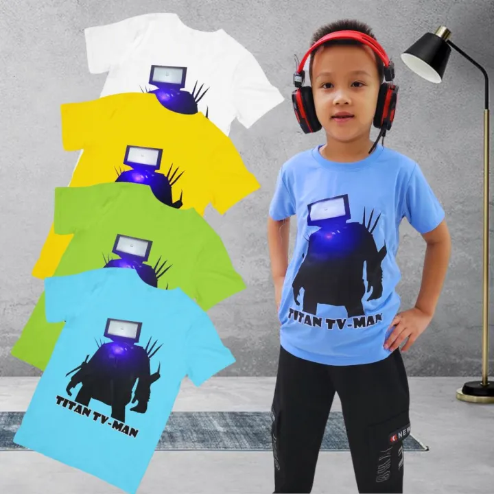 Áo thun in hình Titan TV MAN Quái Vật Đầu Tivi Skibidi Toilet dành cho bé ( Mẫu TVMAN01)