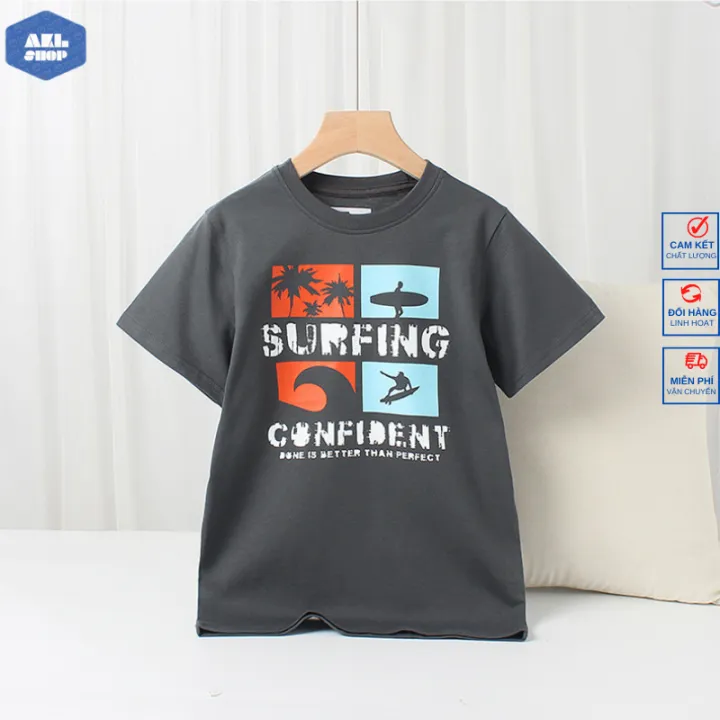 Áo thun ngắn tay bé trai AKL 25-45kg, áo thun cotton bé trai size đại hàng Quảng Châu cao cấp