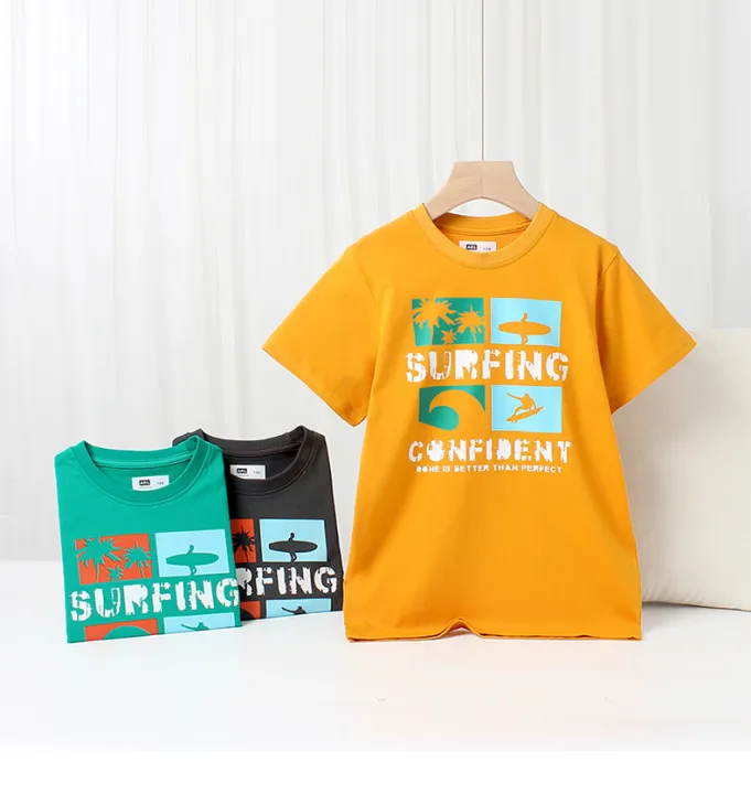 Áo thun ngắn tay bé trai AKL 25-45kg, áo thun cotton bé trai size đại hàng Quảng Châu cao cấp