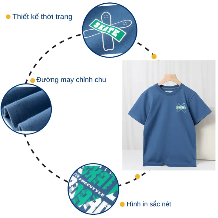 Áo thun ngắn tay bé trai AKL 25-45kg, áo thun cotton bé trai size đại hàng Quảng Châu cao cấp