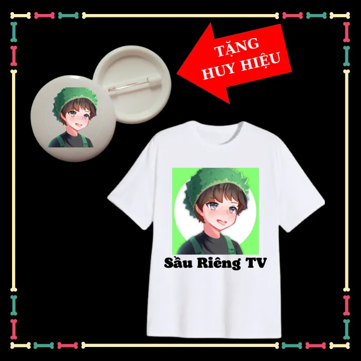 Áo thun trẻ em in hình Làng Sinh Tố Team dễ thương Oops HiHa,Sầu Riêng TV, Aby TV, Nabee... vải cotton thái co giãn-Kèm huy hiệu