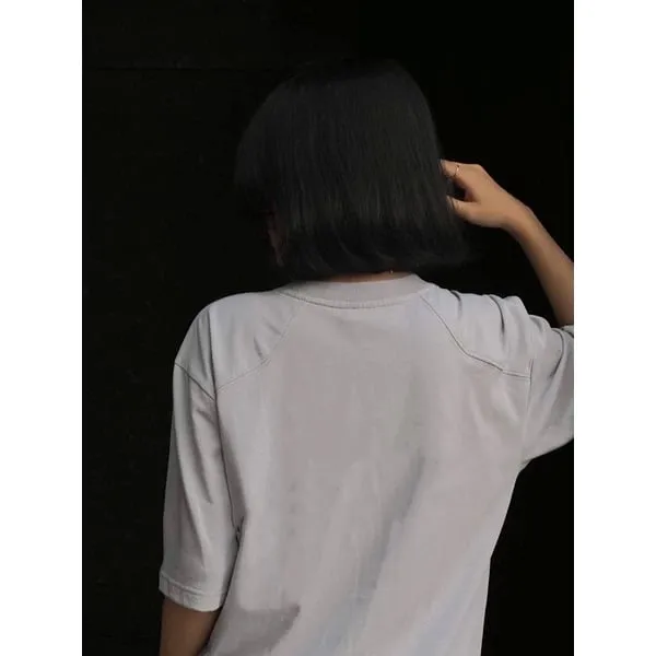 Áo thun trơn unisex form rộng xẻ tà phối thả vai vải cotton dày dặn màu xám và màu xanh nhạt