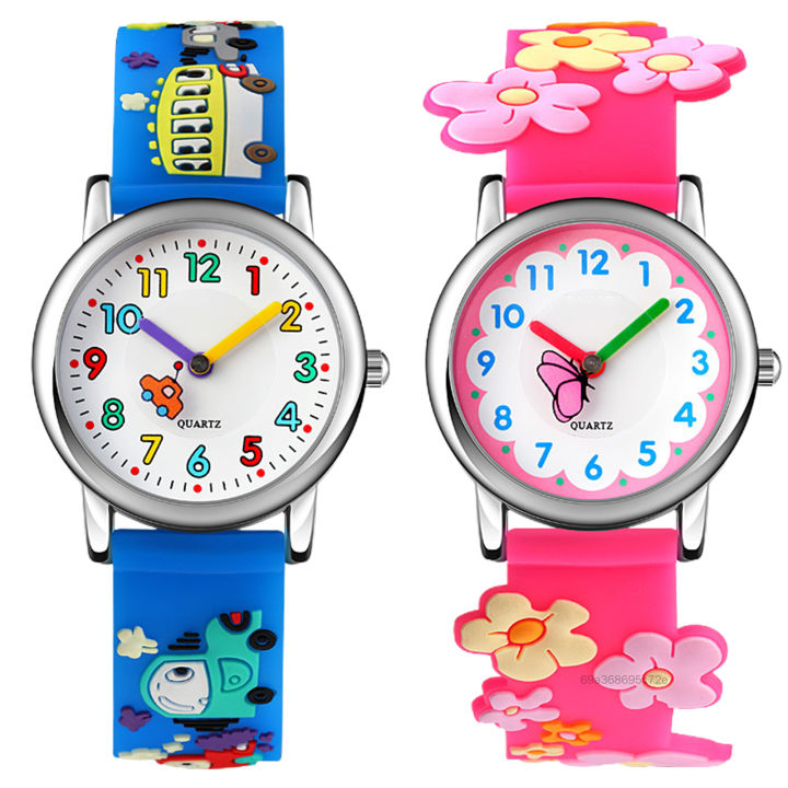 Đồng hồ điện tử trẻ em thể thao quay số tròn quay số pu ban nhạc tương tự đồng hồ Quartz DHTY-VN