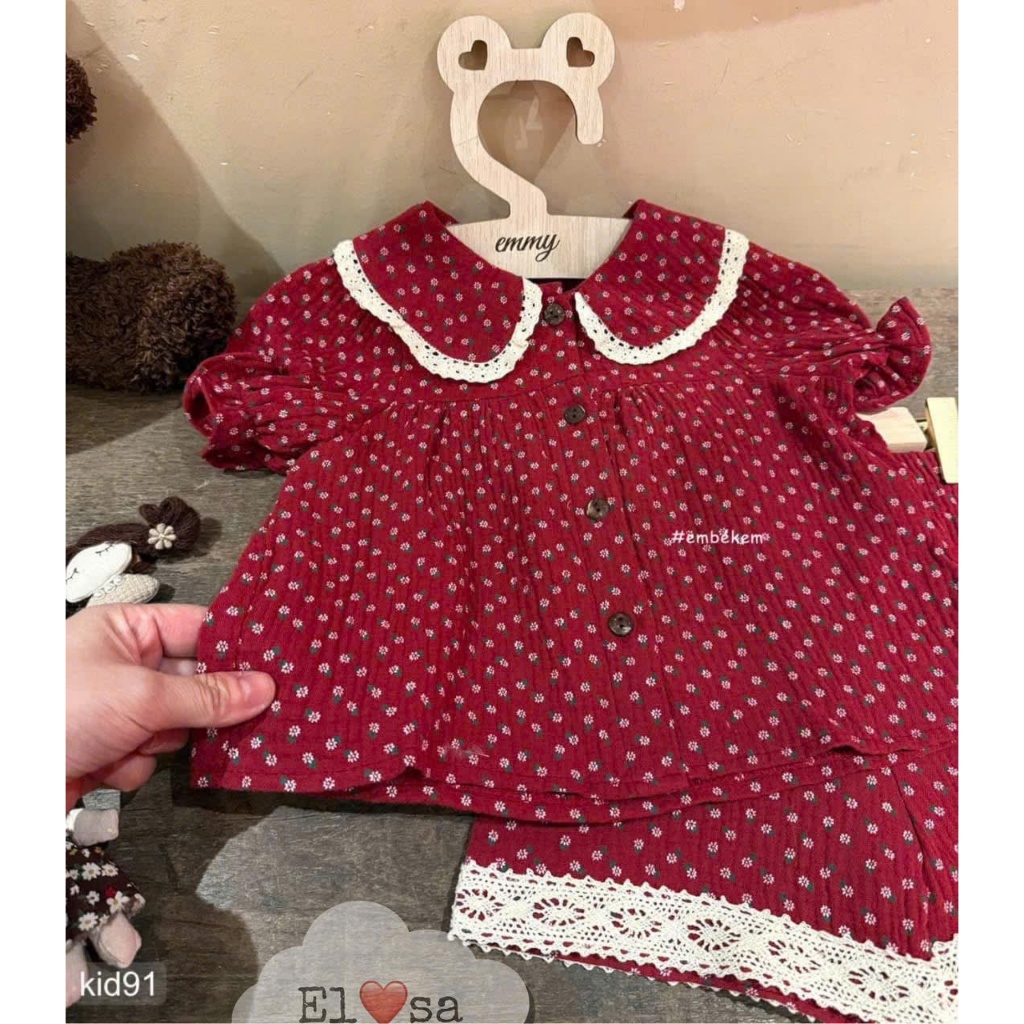 Quần áo bé gái - BỘ THÔ ĐŨI HOA NHÍ Siêu Xinh cho bé 1-8 Tuổi