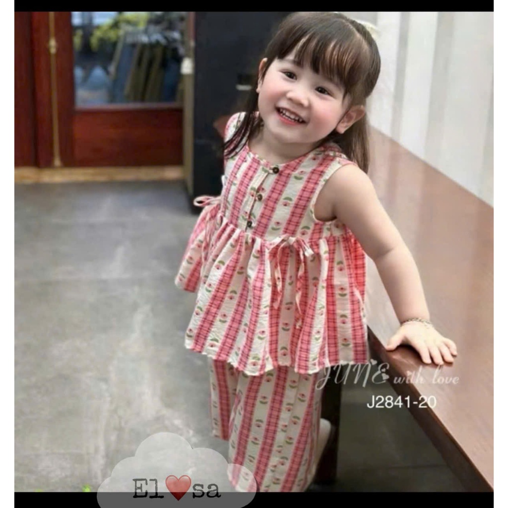 Bộ cánh sát nách vải đũi tiểu thư cho bé yêu