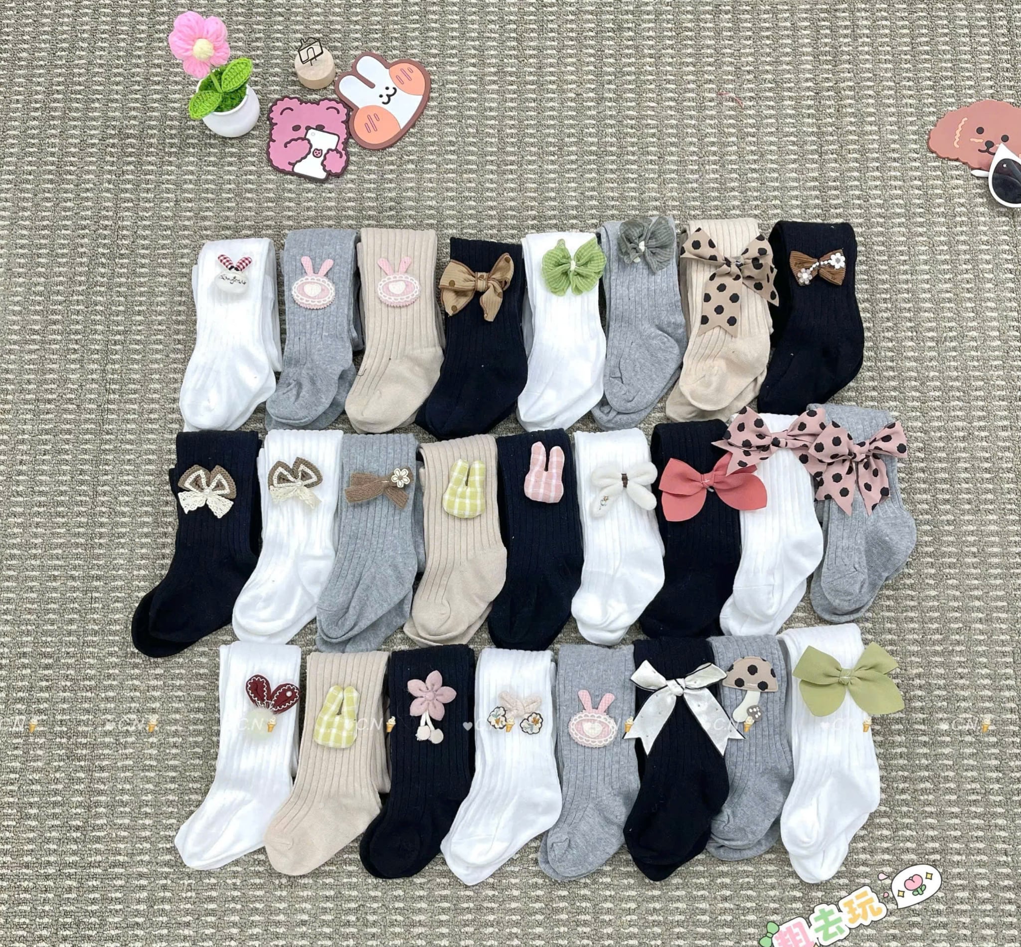 Quần tất len dệt họa tiết cao cấp cho bé gái