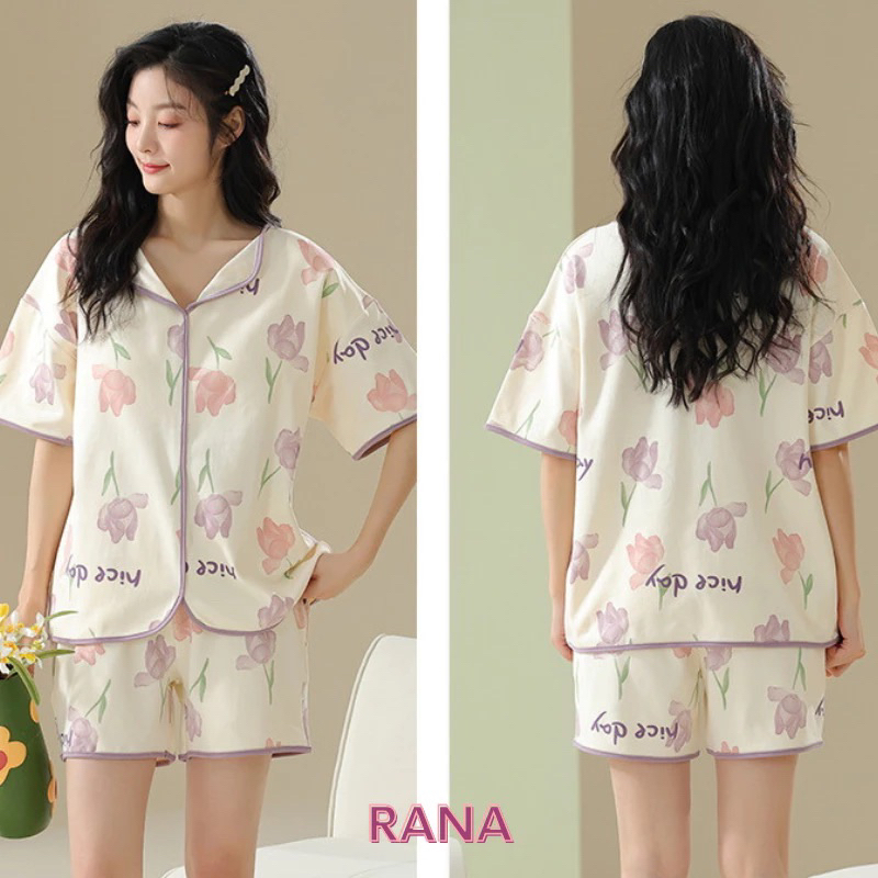 Bộ đồ mặc nhà mùa hè phối đệm ngực tinh tế cho bé gái