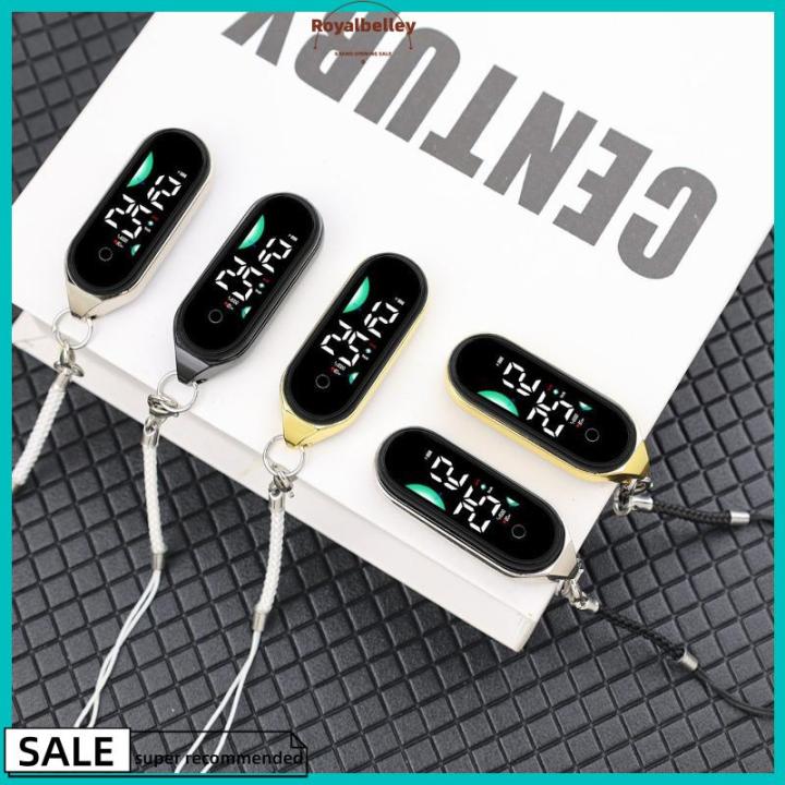 【ROYALBELLEY】 Mặt dây chuyền đồng hồ kỹ thuật Số Tối giản với màn hình phát sáng để truy cập thời gian nhanh chóng trong trường học hoặc du lịch