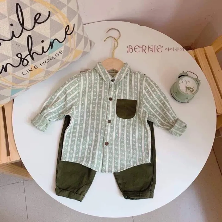 Sét bộ sơ mi bé trai. bộ sơ mi quần dài cho bé trai
