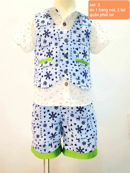 sét ghile cho bé gồm áo ghile và quần, sét áo ghi le kèm quần giáng sinh noel cho bé