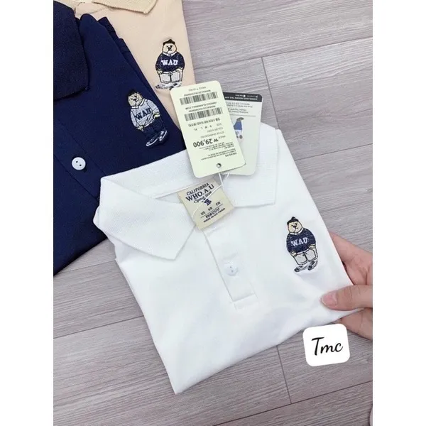 (Sỉ) Áo polo cộc tay cho bé trai in hình gấu dễ thương
