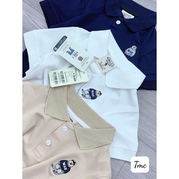 (Sỉ) Áo polo cộc tay cho bé trai in hình gấu dễ thương