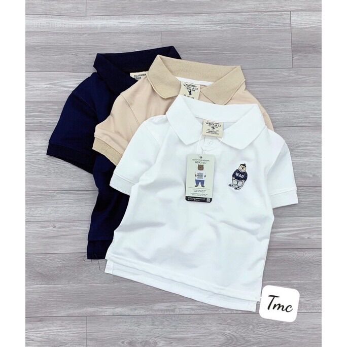 (Sỉ) Áo polo cộc tay cho bé trai in hình gấu dễ thương