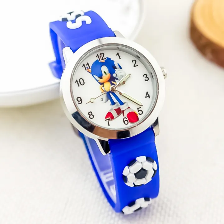 Sonic The HEDGEHOG Đồng hồ hoạt hình trẻ em mới thể thao ngoài trời bóng đá đồng hồ thạch anh học sinh nam Đồng hồ điện tử kim dạ quang 0000