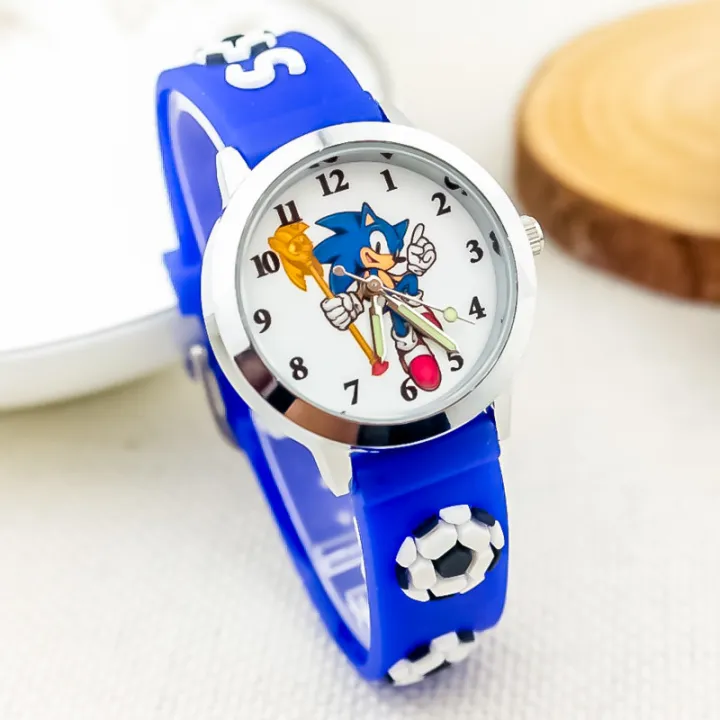 Sonic The HEDGEHOG Đồng hồ hoạt hình trẻ em mới thể thao ngoài trời bóng đá đồng hồ thạch anh học sinh nam Đồng hồ điện tử kim dạ quang 0000
