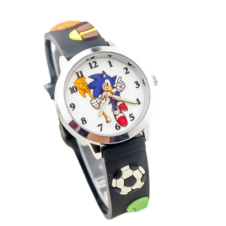 Sonic The HEDGEHOG Đồng hồ hoạt hình trẻ em mới thể thao ngoài trời bóng đá đồng hồ thạch anh học sinh nam Đồng hồ điện tử kim dạ quang 0000