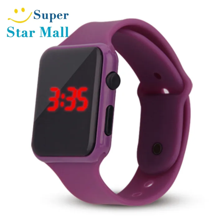 Supermall Đồng Hồ Kỹ Thuật Số LED Cho Nam Nữ Đồng Hồ Đeo Tay Thể Thao Trẻ Em Hình Vuông Hiển Thị Ngày 24 Tháng Năm