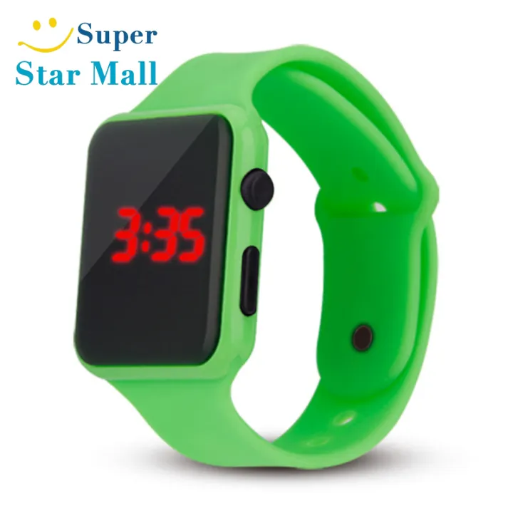 Supermall Đồng Hồ Kỹ Thuật Số LED Cho Nam Nữ Đồng Hồ Đeo Tay Thể Thao Trẻ Em Hình Vuông Hiển Thị Ngày 24 Tháng Năm