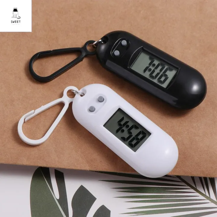 SWEET ELVES Màn hình chìa khóa Móc khóa đồng hồ điện tử kỹ thuật số Bảng hiển thị thời gian Đồng hồ hình bầu dục Đồng hồ kỹ thuật số LED Mini Đồng hồ học tập bỏ túi Di động Móc khóa đồng hồ điện tử Sinh viên