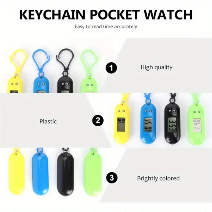 SWEET ELVES Màn hình chìa khóa Móc khóa đồng hồ điện tử kỹ thuật số Bảng hiển thị thời gian Đồng hồ hình bầu dục Đồng hồ kỹ thuật số LED Mini Đồng hồ học tập bỏ túi Di động Móc khóa đồng hồ điện tử Sinh viên