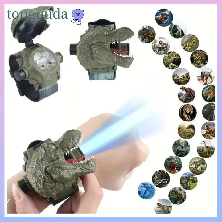 TONGQUDA Khủng long 3D Đồng hồ đồ chơi hoạt hình Lật Chiếu 24 Đồng hồ đeo tay sinh viên Sáng Tạo Đồng hồ kỹ thuật số Đồng hồ trẻ em Quà tặng năm