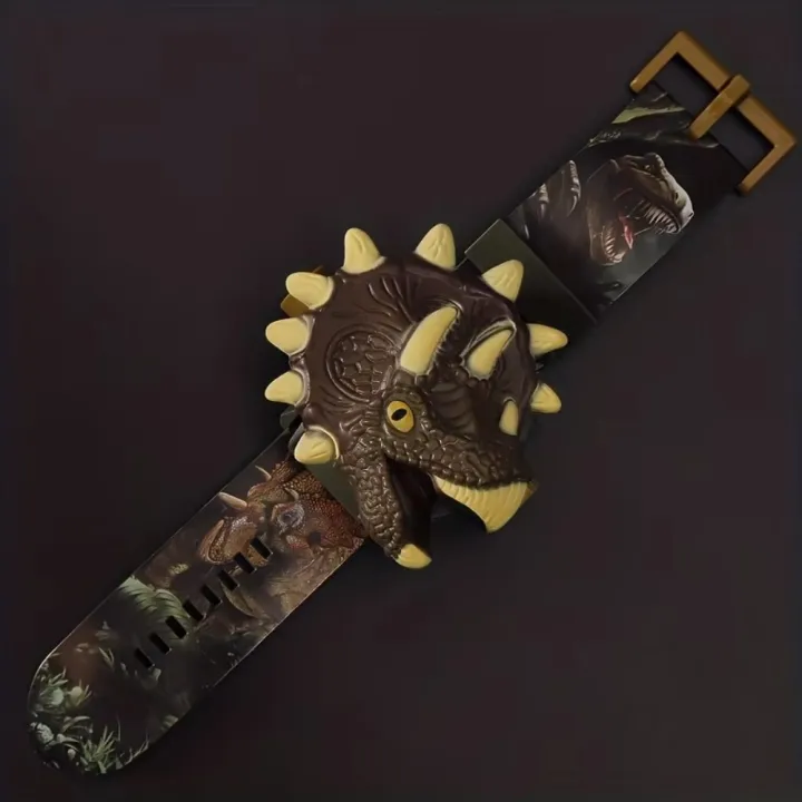 TONGQUDA Khủng long 3D Đồng hồ đồ chơi hoạt hình Lật Chiếu 24 Đồng hồ đeo tay sinh viên Sáng Tạo Đồng hồ kỹ thuật số Đồng hồ trẻ em Quà tặng năm