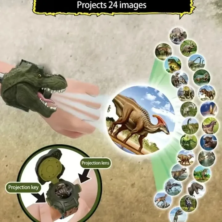 TONGQUDA Khủng long 3D Đồng hồ đồ chơi hoạt hình Lật Chiếu 24 Đồng hồ đeo tay sinh viên Sáng Tạo Đồng hồ kỹ thuật số Đồng hồ trẻ em Quà tặng năm