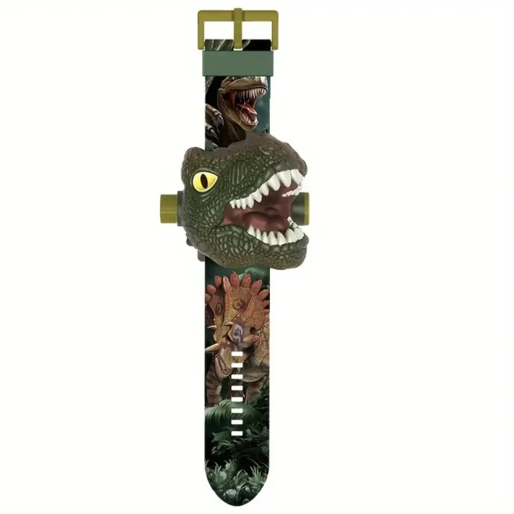 TONGQUDA Khủng long 3D Đồng hồ đồ chơi hoạt hình Lật Chiếu 24 Đồng hồ đeo tay sinh viên Sáng Tạo Đồng hồ kỹ thuật số Đồng hồ trẻ em Quà tặng năm