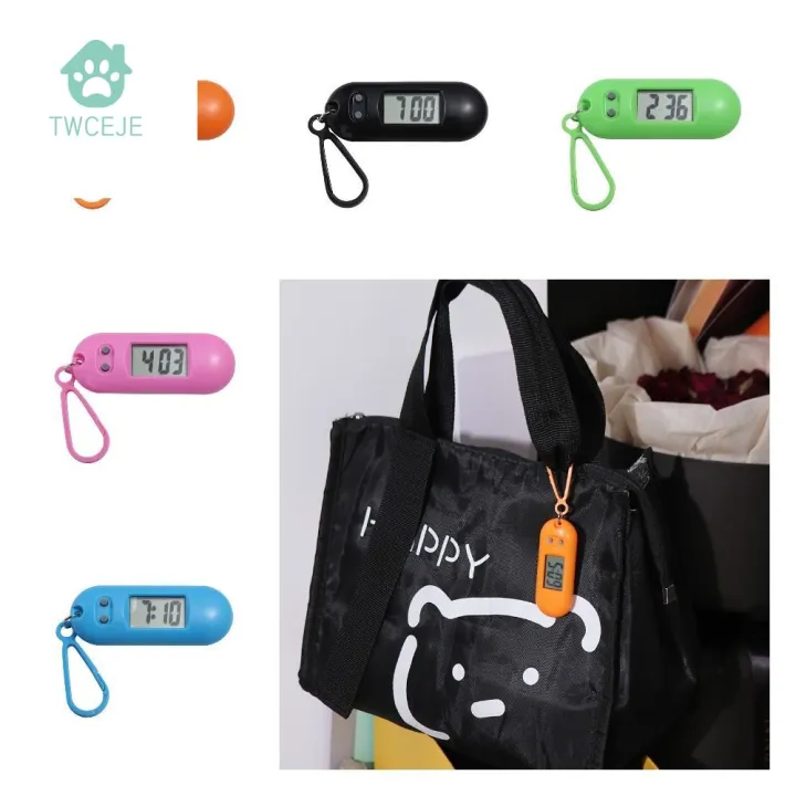 TWCEJE168 Đồng hồ hình bầu dục Móc khóa đồng hồ điện tử kỹ thuật số Màn hình chìa khóa Bảng hiển thị thời gian Móc khóa đồng hồ điện tử Đồng hồ học tập bỏ túi ABS Đồng hồ kỹ thuật số LED Mini Sinh viên