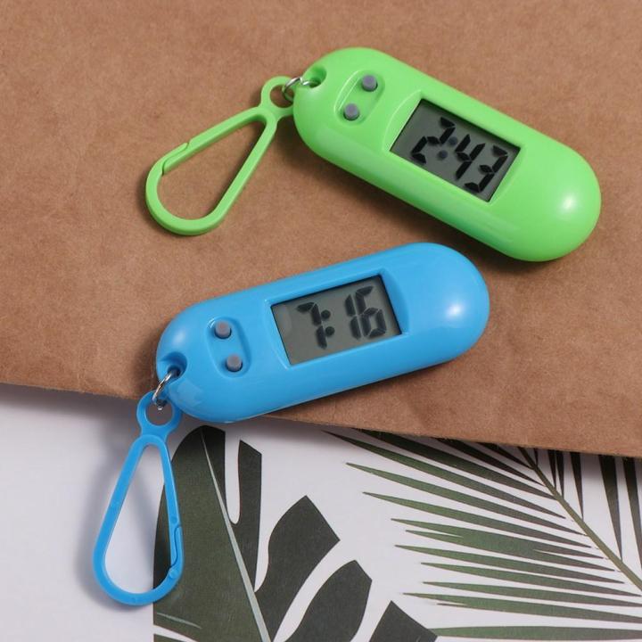 UYDG Đồng hồ hình bầu dục Móc khóa đồng hồ điện tử kỹ thuật số Màn hình chìa khóa Bảng hiển thị thời gian Móc khóa đồng hồ điện tử Đồng hồ đeo tay Nhỏ Đồng hồ kỹ thuật số LED Mini Sinh viên