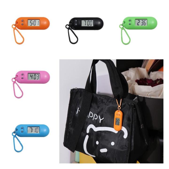 UYDG Đồng hồ hình bầu dục Móc khóa đồng hồ điện tử kỹ thuật số Màn hình chìa khóa Bảng hiển thị thời gian Móc khóa đồng hồ điện tử Đồng hồ đeo tay Nhỏ Đồng hồ kỹ thuật số LED Mini Sinh viên