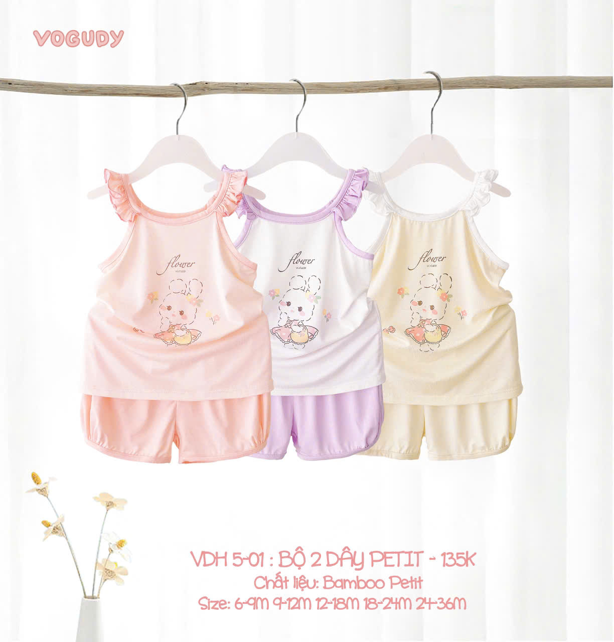 Bộ Hai Dây Cotton Mùa Hè Xinh Xắn Cho Bé Gái Minnie 1992