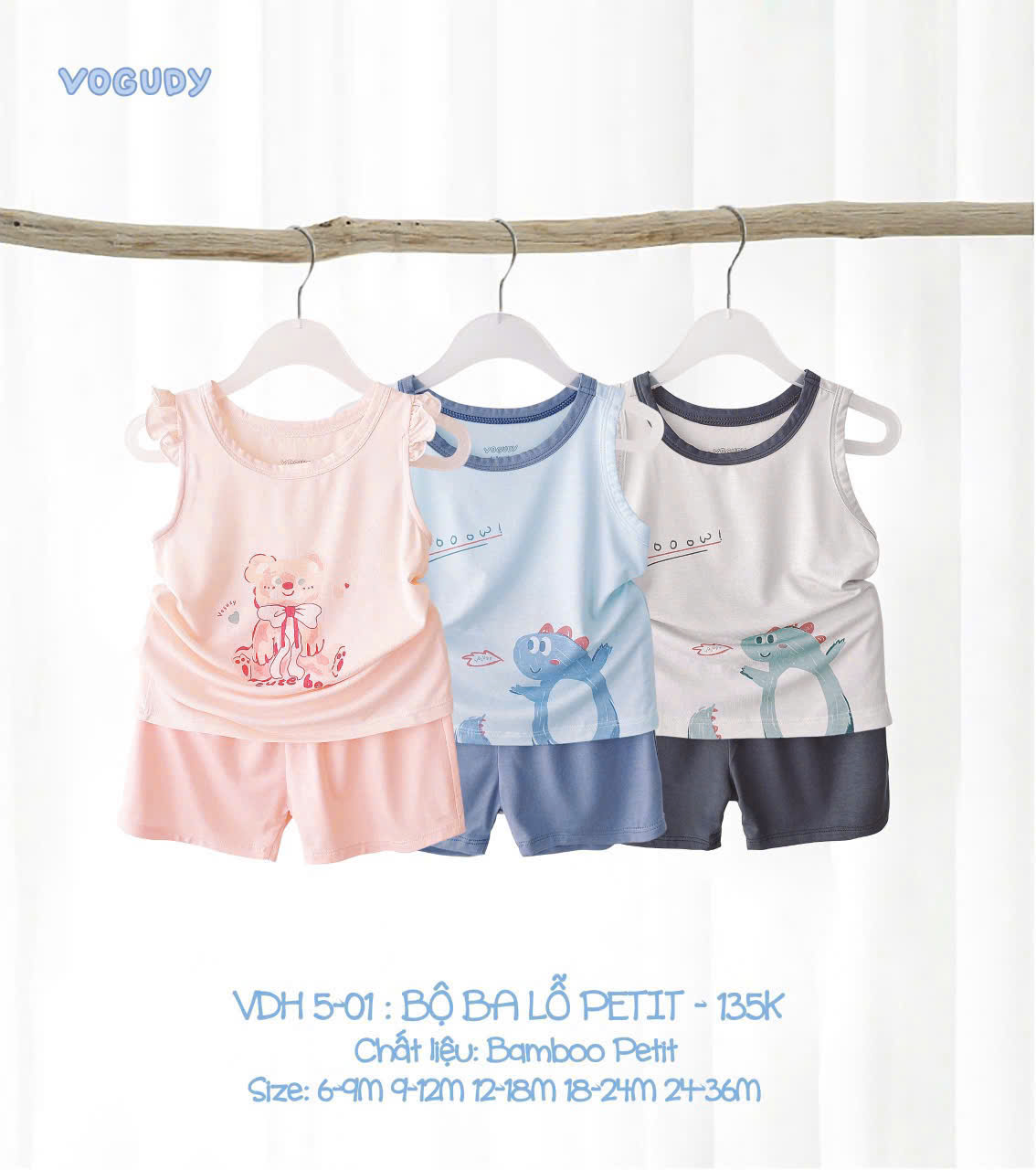 Bộ sát nách Petit thoáng mát cho bé yêu