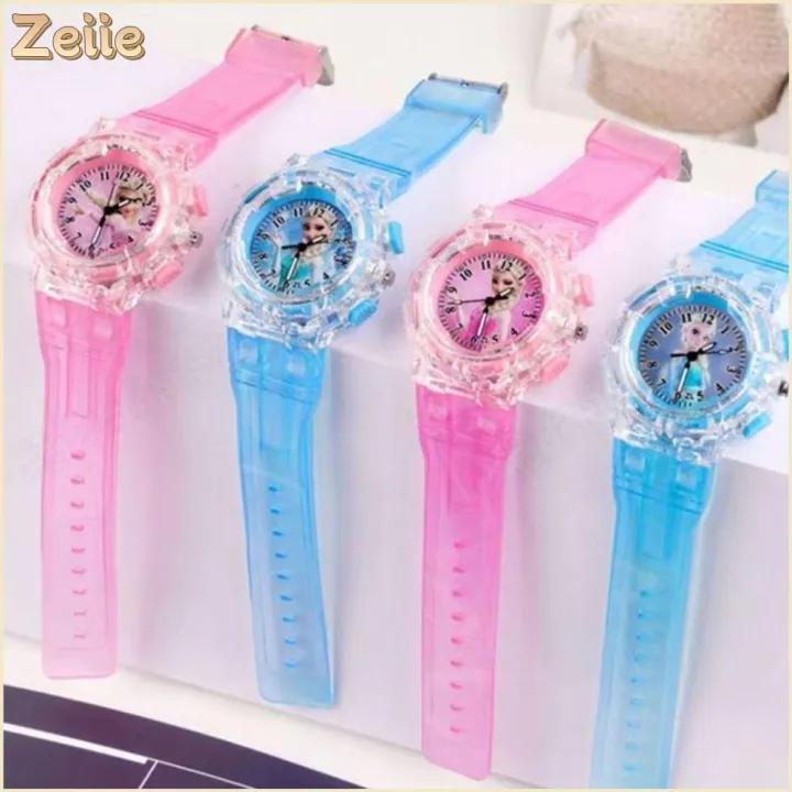 ZEIIE Dây đeo đồng hồ PVC Đồng hồ đeo tay Elsa đông lạnh Tròn Phát quang Đồng hồ thạch anh Sáng Tạo Thường ngày Đồng hồ